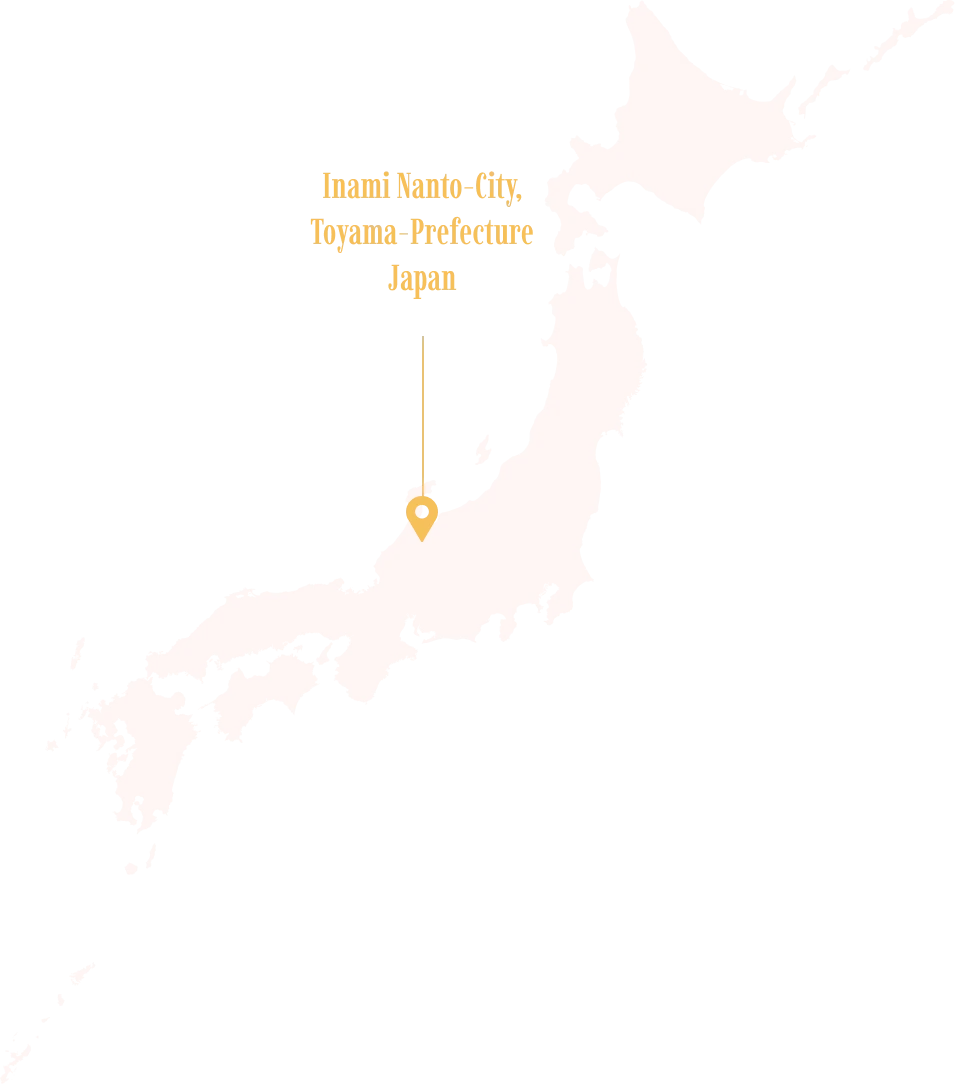 Map of Japan highlighting Inami, Nanto City, Toyama Prefecture